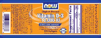 NOW Vitamin D-3 10,000 IU - supplement