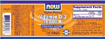 NOW Vitamin D-3 10,000 IU - supplement