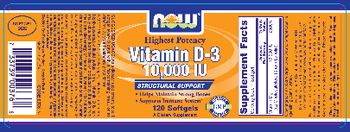 NOW Vitamin D-3 10,000 IU - supplement