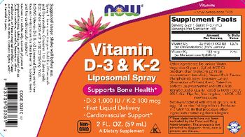 NOW Vitamin D-3 & K-2 Liposomal Spray - supplement