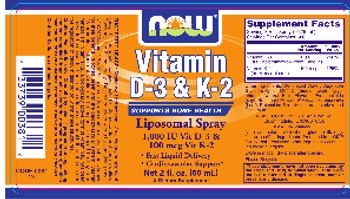 NOW Vitamin D-3 & K-2 Liposomal Spray - supplement