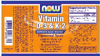 NOW Vitamin D-3 & K-2 Liposomal Spray - supplement