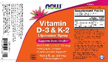 NOW Vitamin D-3 & K-2 Liposomal Spray - supplement