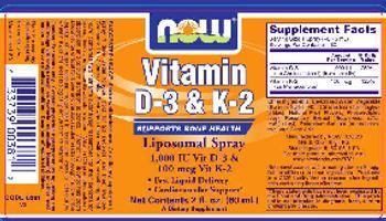 NOW Vitamin D-3 & K-2 Liposomal Spray - supplement