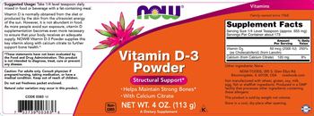 NOW Vitamin D-3 Powder - supplement