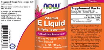 NOW Vitamin E Liquid - supplement