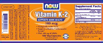 NOW Vitamin K-2 100 mcg - supplement