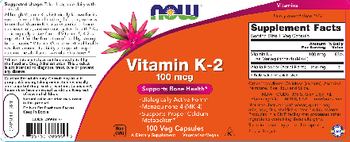 NOW Vitamin K-2 100 mcg - supplement