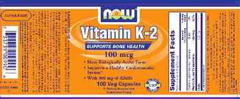 NOW Vitamin K-2 100 mcg - supplement