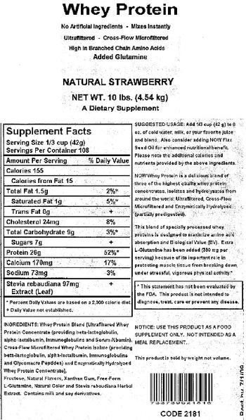 NOW Whey Protein Natural Strawberry - supplement