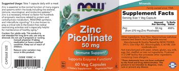 NOW Zinc Picolinate 50 mg - supplement