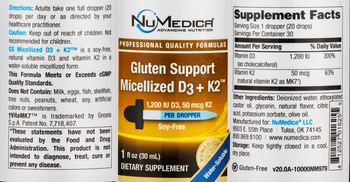 NuMedica Gluten Support Micellized D3 + K2 - supplement