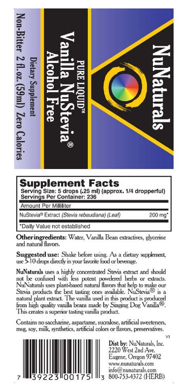 NuNaturals Pure Liquid Vanilla NuStevia Alcohol Free - supplement