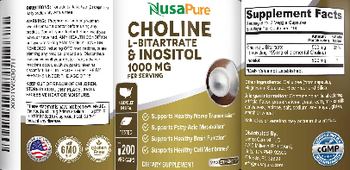 NusaPure Choline L-Bitartrate & Inositol 1000 mg - supplement