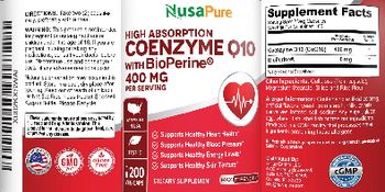NusaPure High Absorption Coenzyme Q10 with BioPerine - supplement