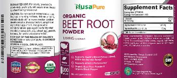 NusaPure Organic Beet Root Powder 1350 mg - supplement