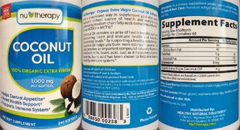 NuTherapy Organic Extra Virgin Coconut Oil 1,000 mg - supplement