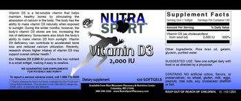 Nutra Sport Vitamin D3 2,000 IU - supplement