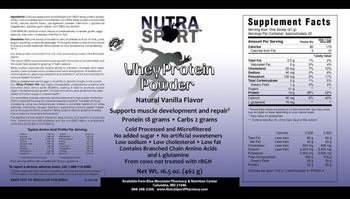 Nutra Sport Whey Protein Powder Natural Vanilla Flavor - 