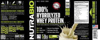 NutraBio 100% Hydrolyzed Whey Protein Unflavored - supplement