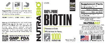 NutraBio 100% Pure Biotin 1000 Micrograms - supplement