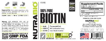 NutraBio 100% Pure Biotin 5000 Micrograms - supplement