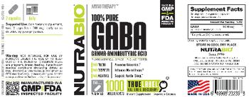 NutraBio 100% Pure GABA 1000 Milligrams - supplement