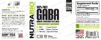 NutraBio 100% Pure GABA 500 mg - supplement