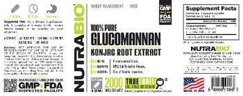 NutraBio 100% Pure Glucomannan Konjac Root Extract 2000 Milligrams - supplement