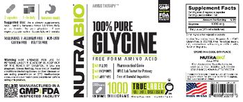 NutraBio 100% Pure Glycine 1000 Milligrams - supplement
