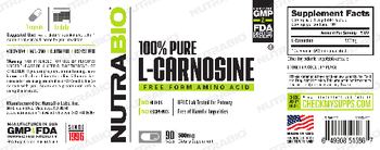 NutraBio 100% Pure L-Carnosine 500 mg - supplement