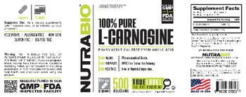 NutraBio 100% Pure L-Carnosine 500 Milligrams - supplement