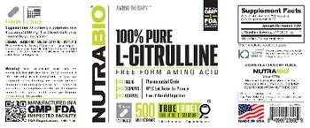 NutraBio 100% Pure L-Citrulline 500 Milligrams - supplement