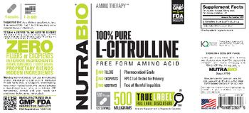 NutraBio 100% Pure L-Citrulline 500 Milligrams - supplement