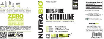 NutraBio 100% Pure L-Citrulline - supplement