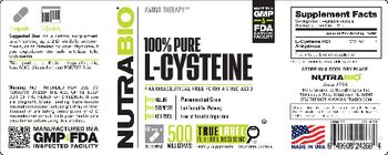 NutraBio 100% Pure L-Cysteine 500 Milligrams - supplement