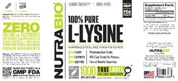 NutraBio 100% Pure L-Lysine 1000 Milligrams - supplement