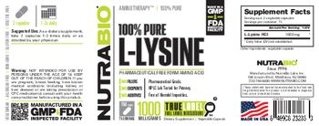 NutraBio 100% Pure L-Lysine 1000 Milligrams - supplement