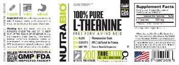 NutraBio 100% Pure L-Theanine 200 Milligrams - supplement