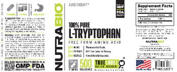 NutraBio 100% Pure L-Tryptophan 500 Milligrams - supplement