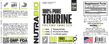NutraBio 100% Pure Taurine 1000 Milligrams - supplement