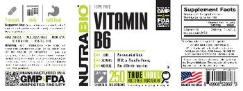 NutraBio 100% Pure Vitamin B6 250 Milligrams - supplement