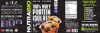 NutraBio 100% Whey Protein Isolate Blueberry Muffin - supplement