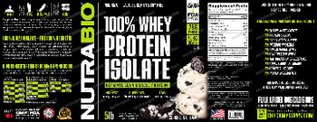 NutraBio 100% Whey Protein Isolate Cookies & Cream - supplement