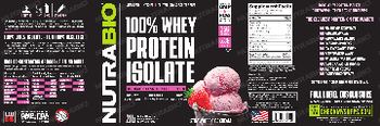 NutraBio 100% Whey Protein Isolate Strawberry Ice Cream - supplement