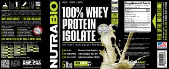 NutraBio 100% Whey Protein Isolate Unflavored - supplement