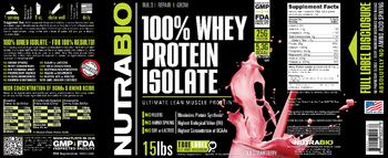 NutraBio 100% Whey Protein Isolate Wild Strawberry - supplement