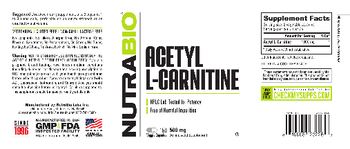 NutraBio Acetyl L-Carnitine 500 mg - amino acid supplement
