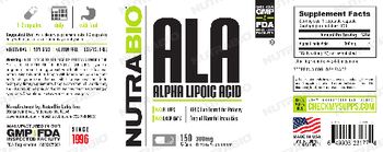 NutraBio ALA 300 mg - supplement