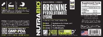 NutraBio Arginine Pyroglutamate Lysine 2400 Milligrams - supplement